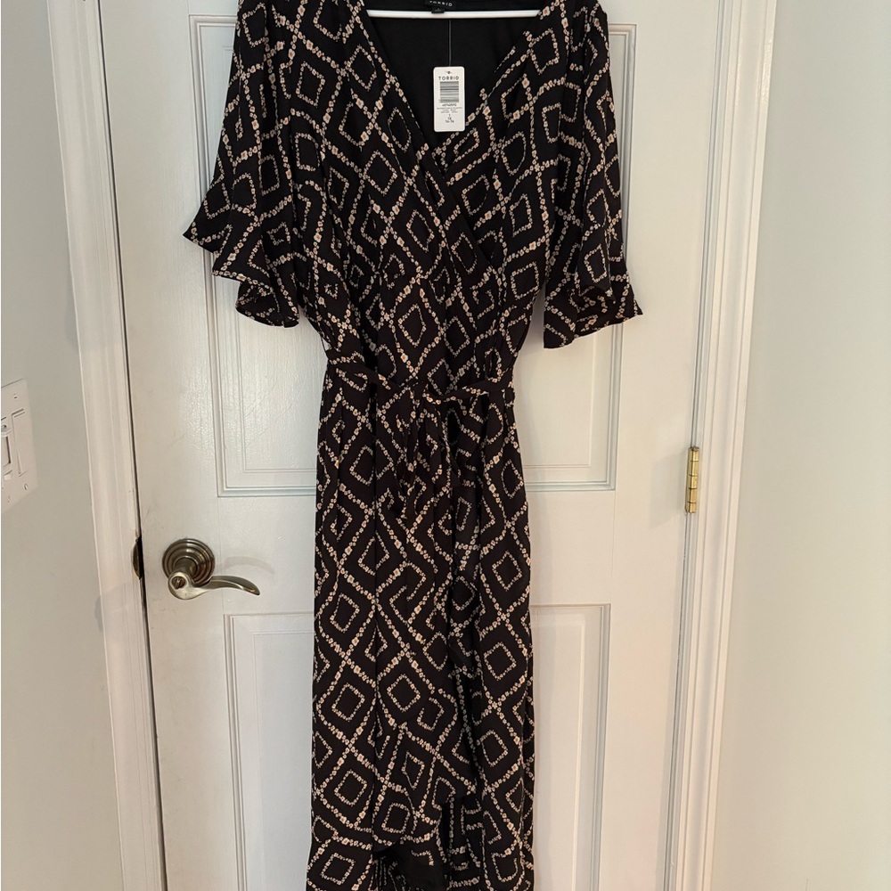 Torrid Black Floral Wrap Dress